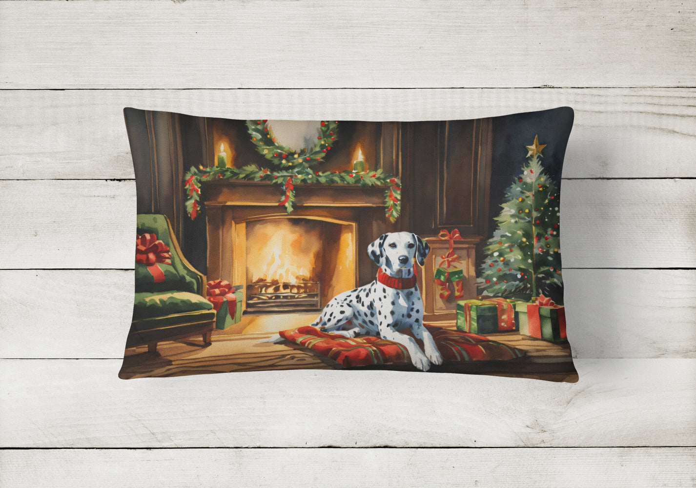 Dalmatian Cozy Christmas Throw Pillow