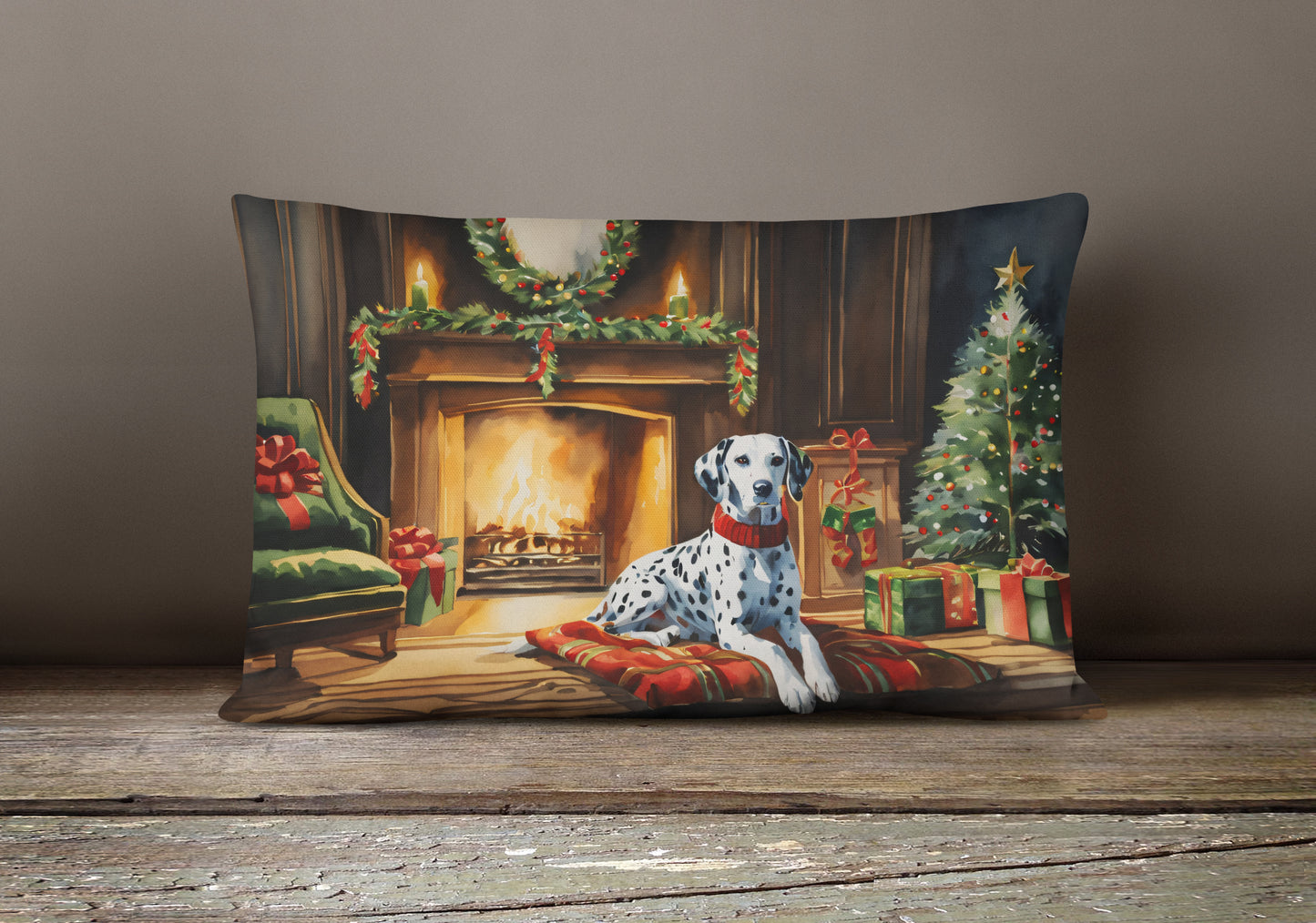 Dalmatian Cozy Christmas Throw Pillow