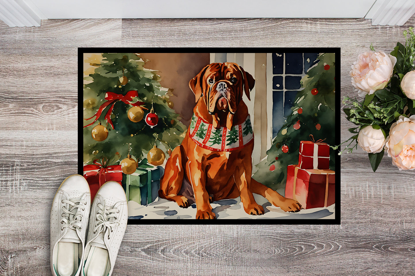 Dogue de Bordeaux Cozy Christmas Doormat