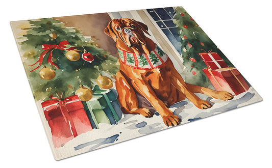 Buy this Dogue de Bordeaux Cozy Christmas Glass Cutting Board