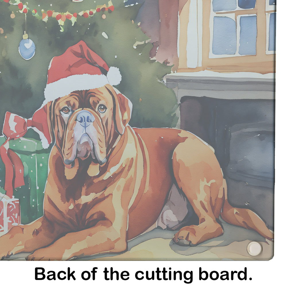 Dogue de Bordeaux Cozy Christmas Glass Cutting Board