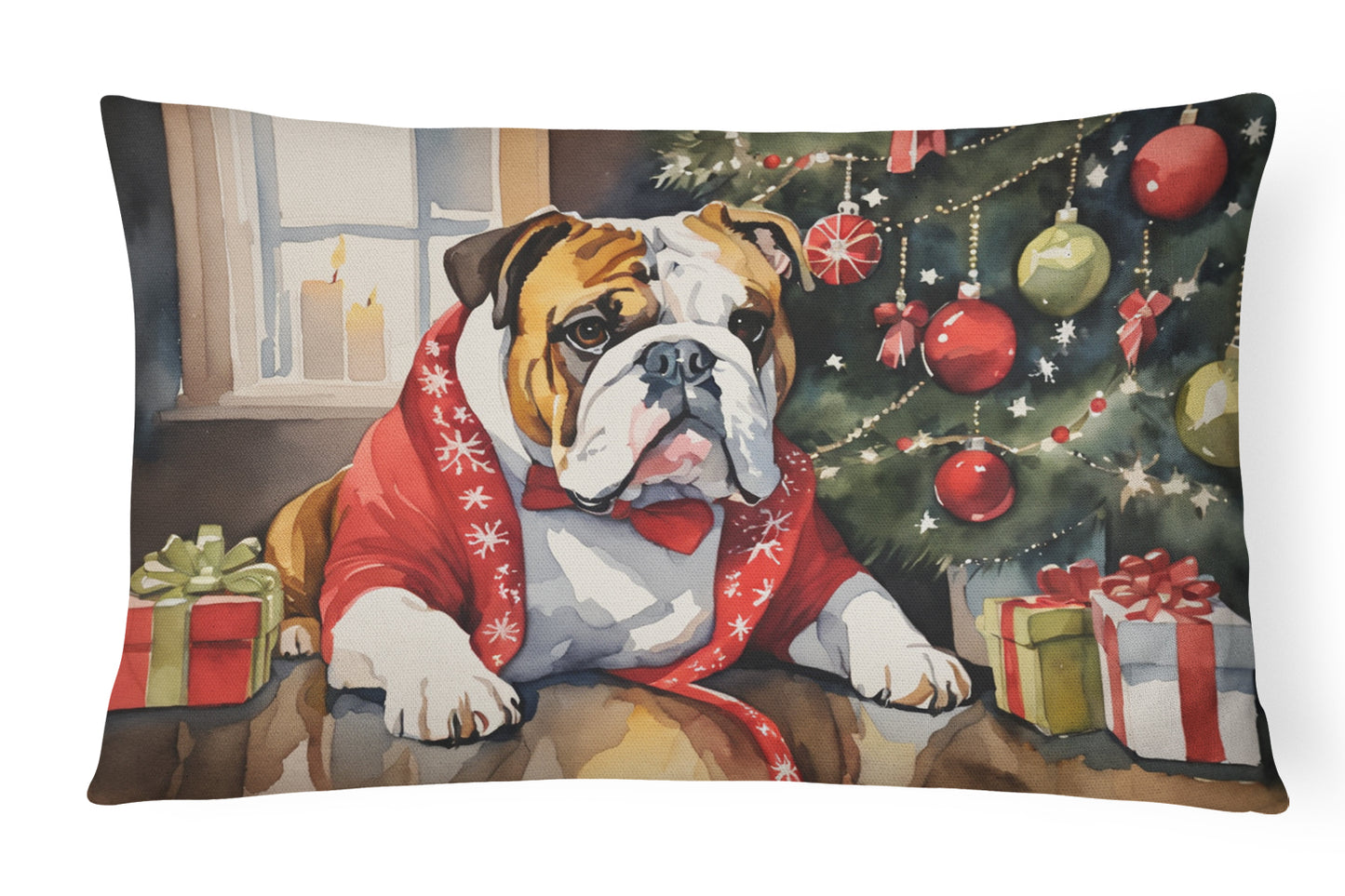 Buy this English Bulldog Cozy Christmas Throw Pillow