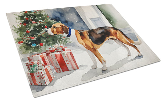 Buy this English Foxhound Cozy Christmas Glass Cutting Board