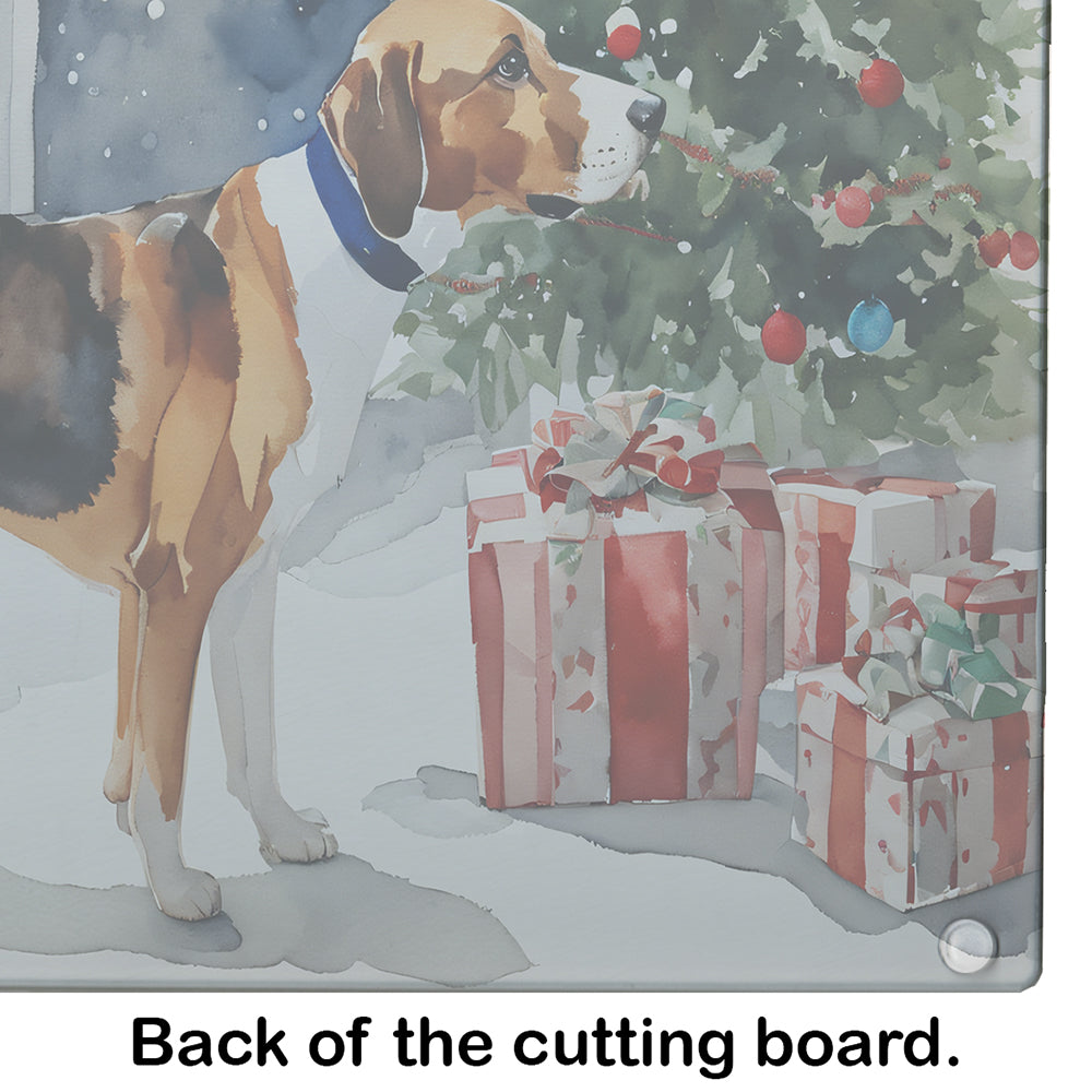 English Foxhound Cozy Christmas Glass Cutting Board