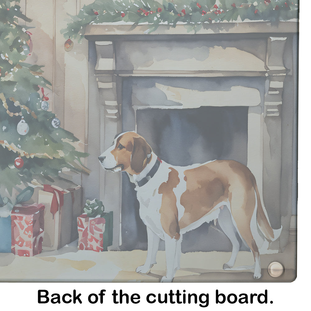 English Foxhound Cozy Christmas Glass Cutting Board