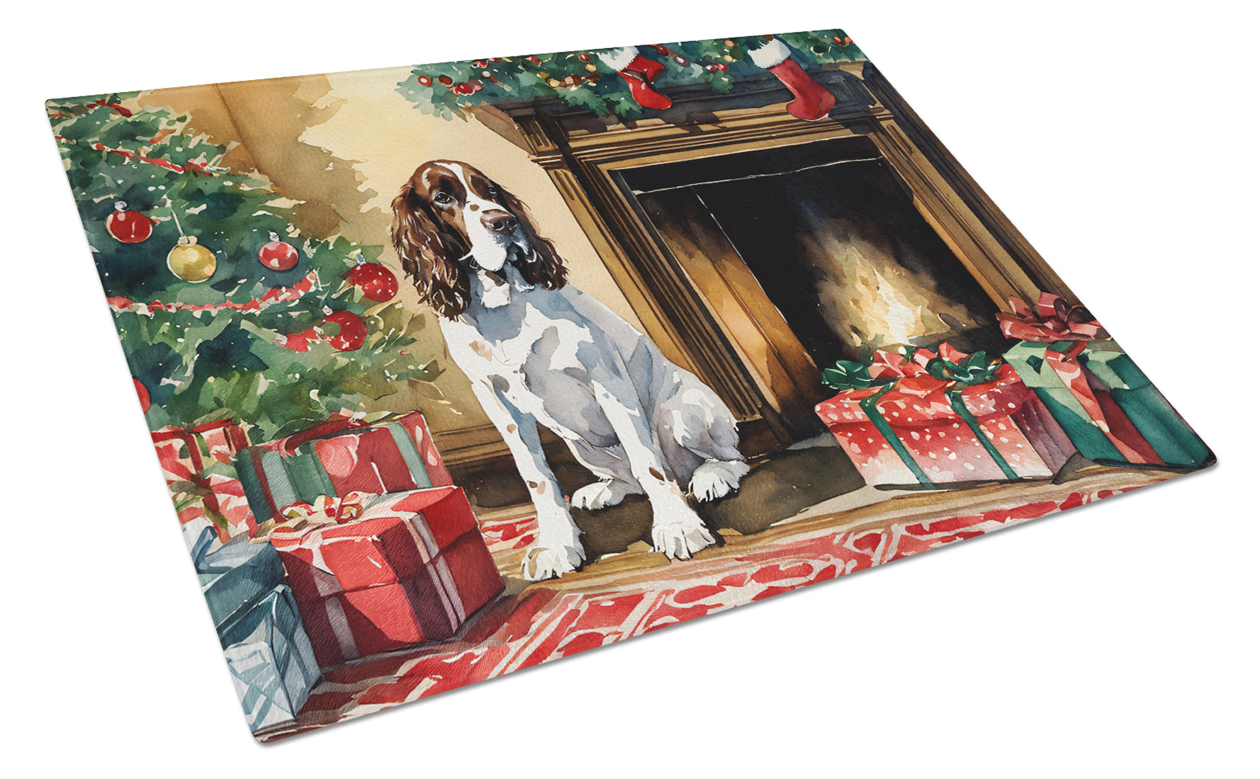 Buy this English Springer Spaniel Cozy Christmas Glass Cutting Board