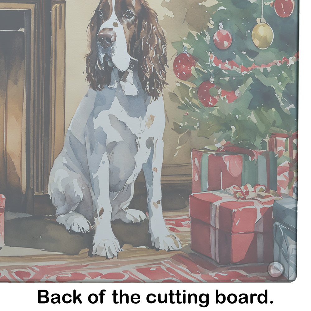 English Springer Spaniel Cozy Christmas Glass Cutting Board