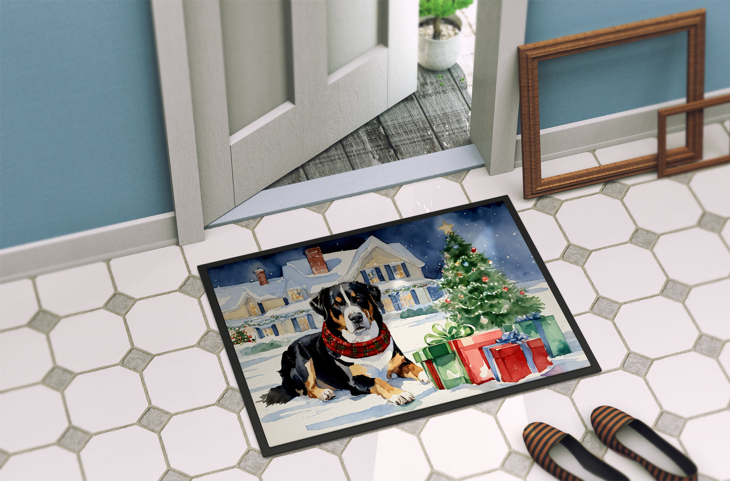 Entlebucher Mountain Dog Cozy Christmas Doormat