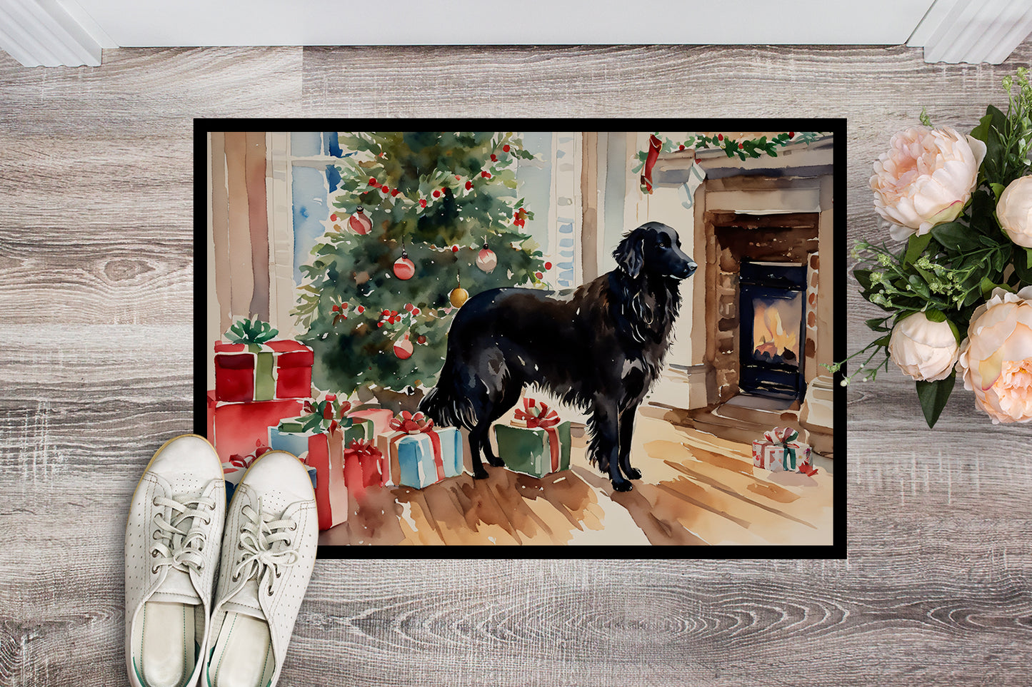 Flat-Coated Retriever Cozy Christmas Doormat