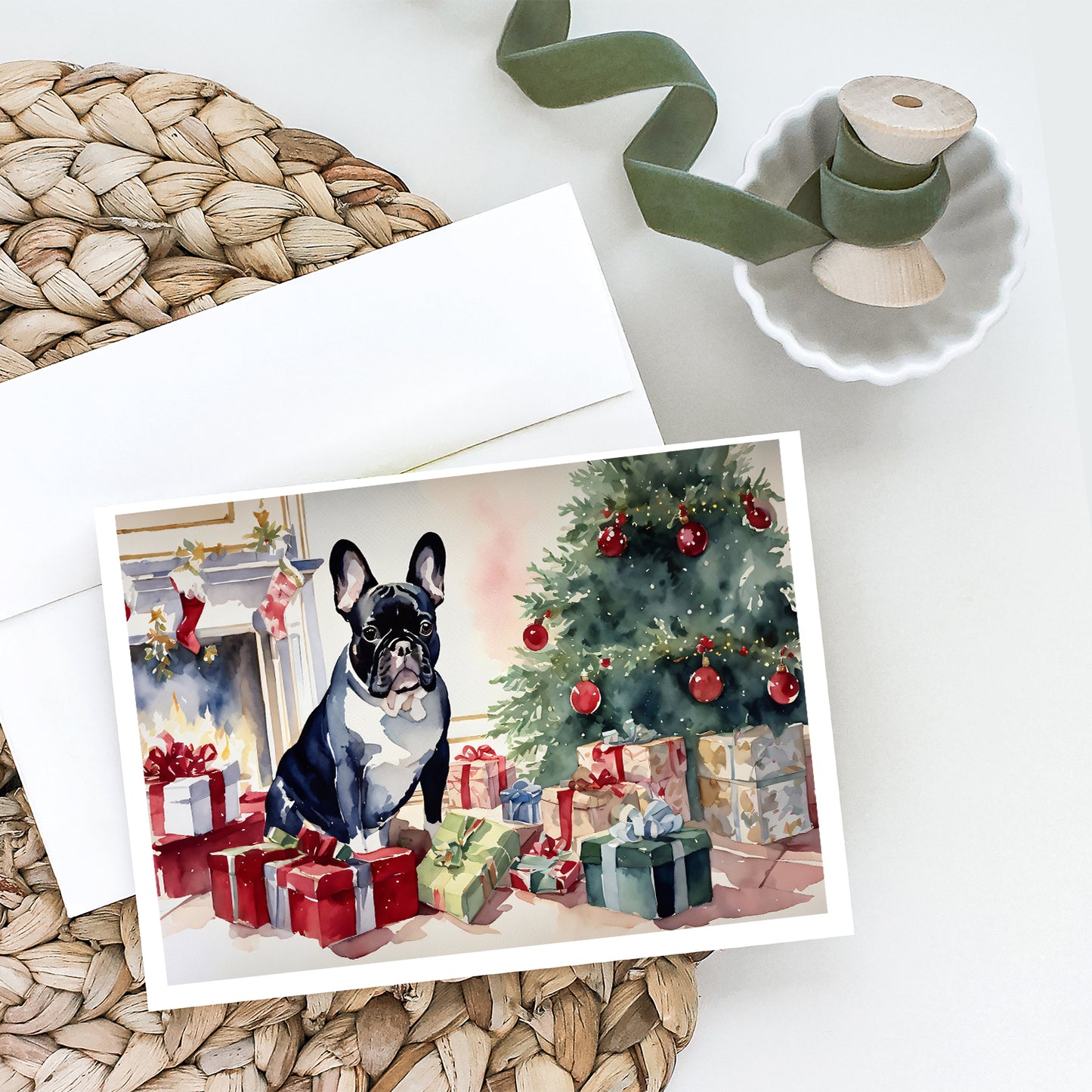 French Bulldog Cozy Christmas Greeting Cards Pack of 8