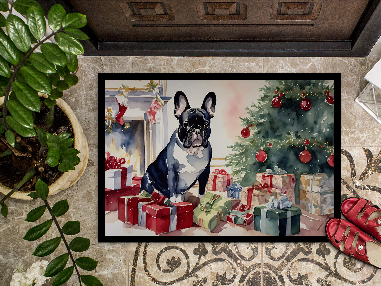 French Bulldog Cozy Christmas Doormat