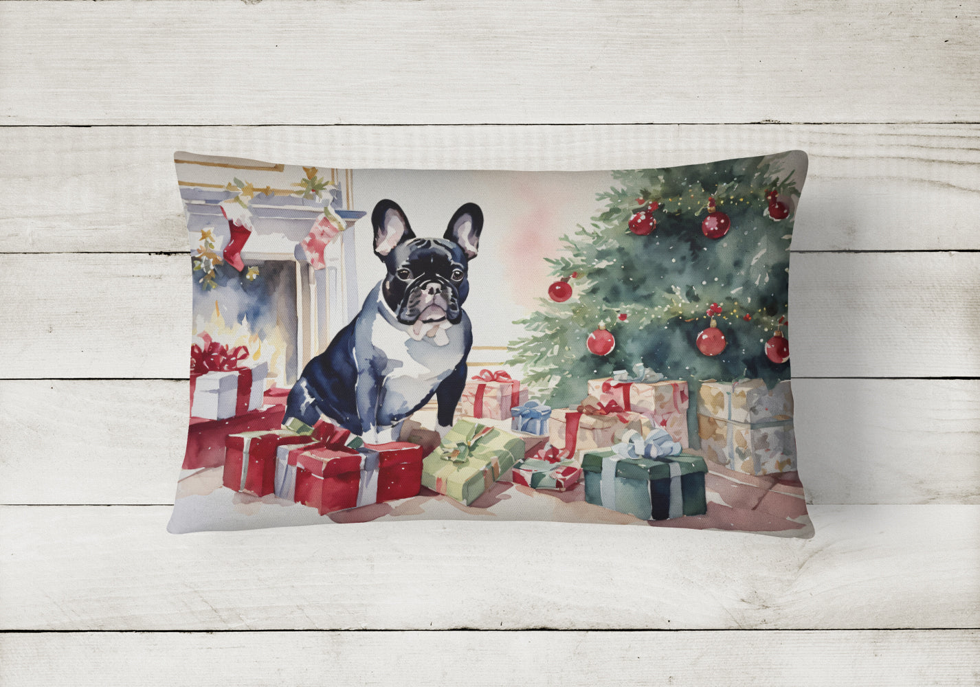 French Bulldog Cozy Christmas Throw Pillow