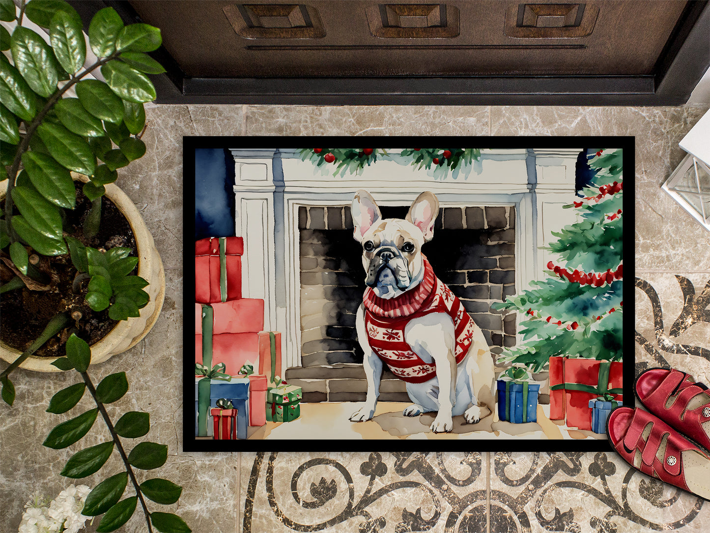 French Bulldog Cozy Christmas Doormat