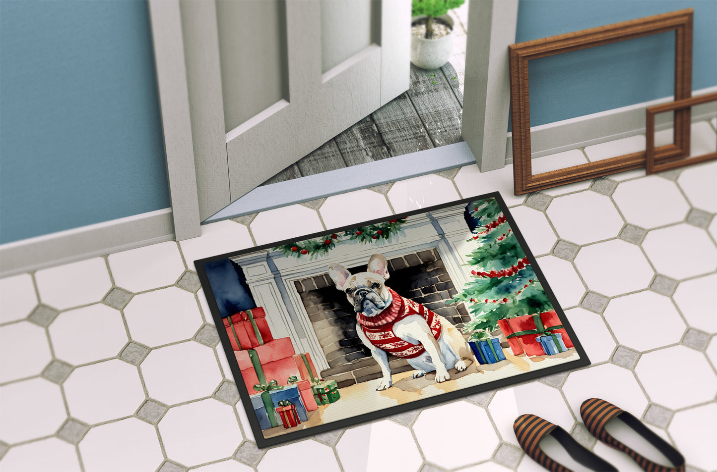 French Bulldog Cozy Christmas Doormat