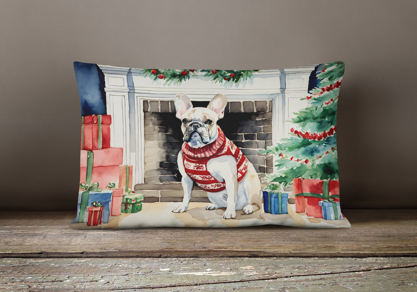 French Bulldog Cozy Christmas Throw Pillow