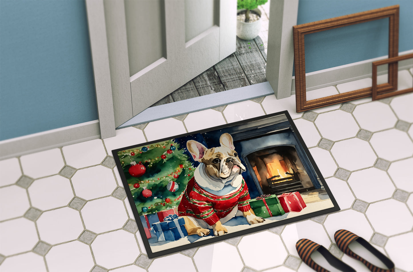 French Bulldog Cozy Christmas Doormat