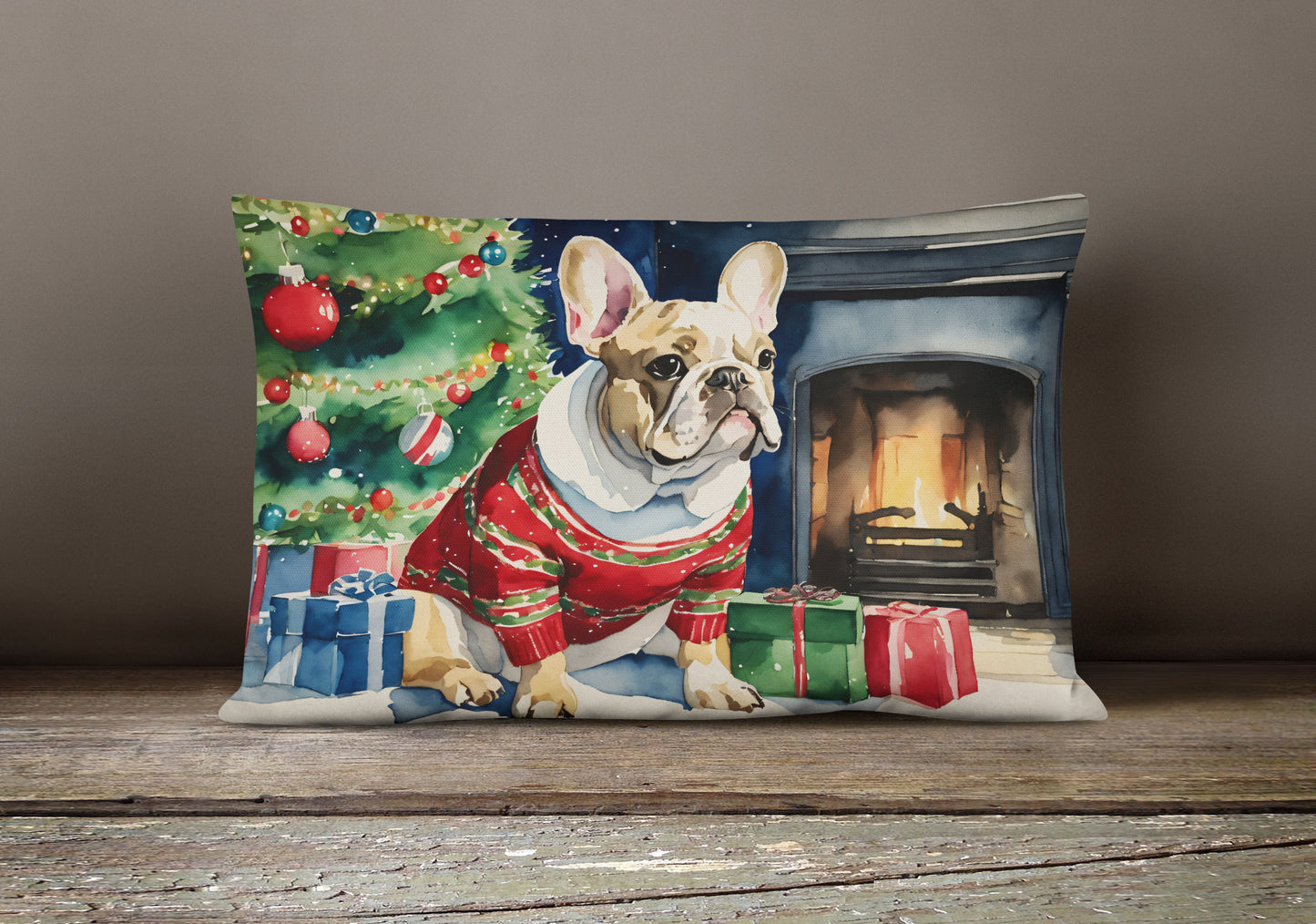 French Bulldog Cozy Christmas Throw Pillow