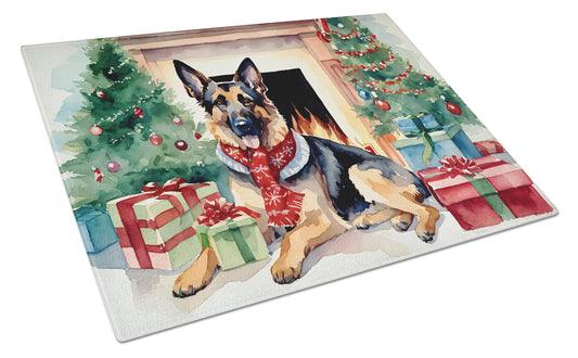 Buy this German Shepherd Cozy Christmas Glass Cutting Board