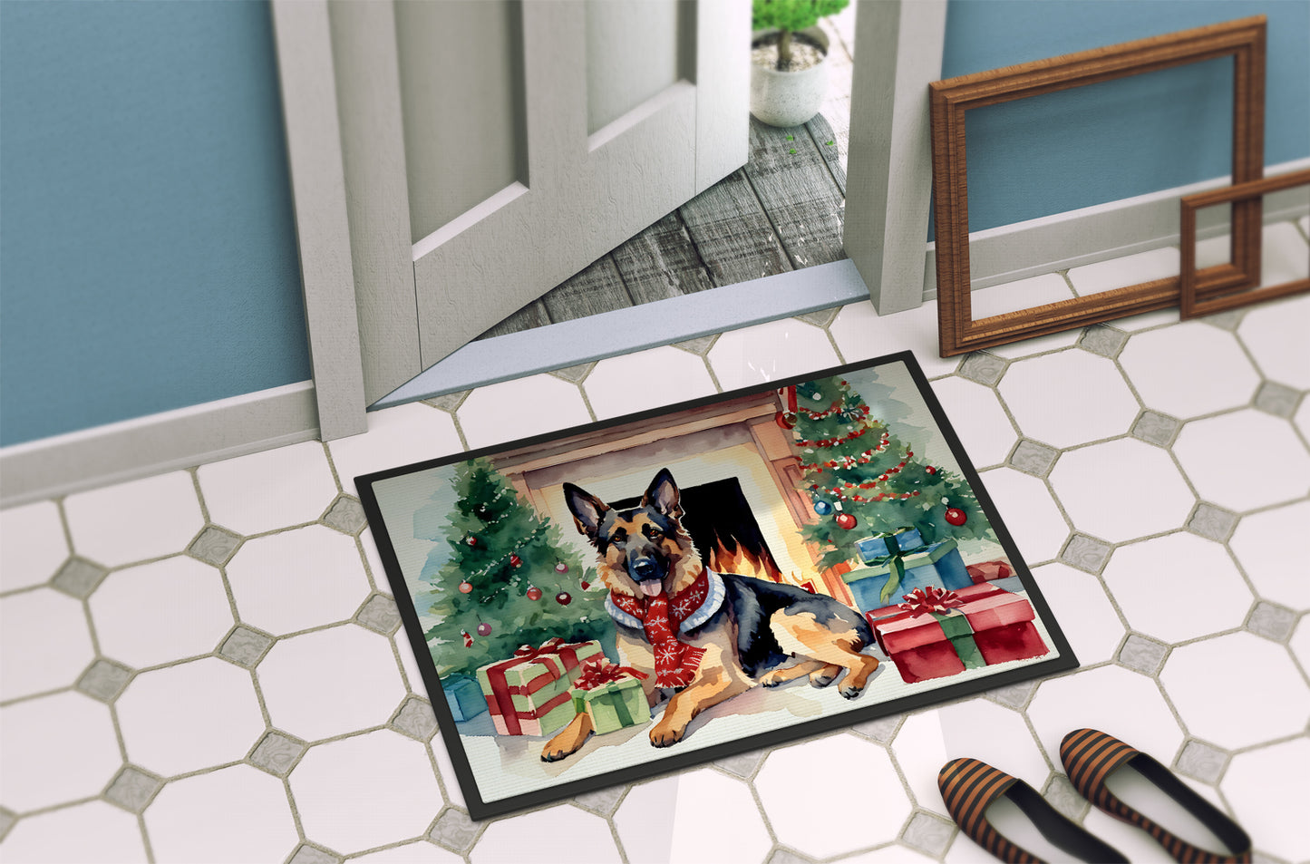 German Shepherd Cozy Christmas Doormat