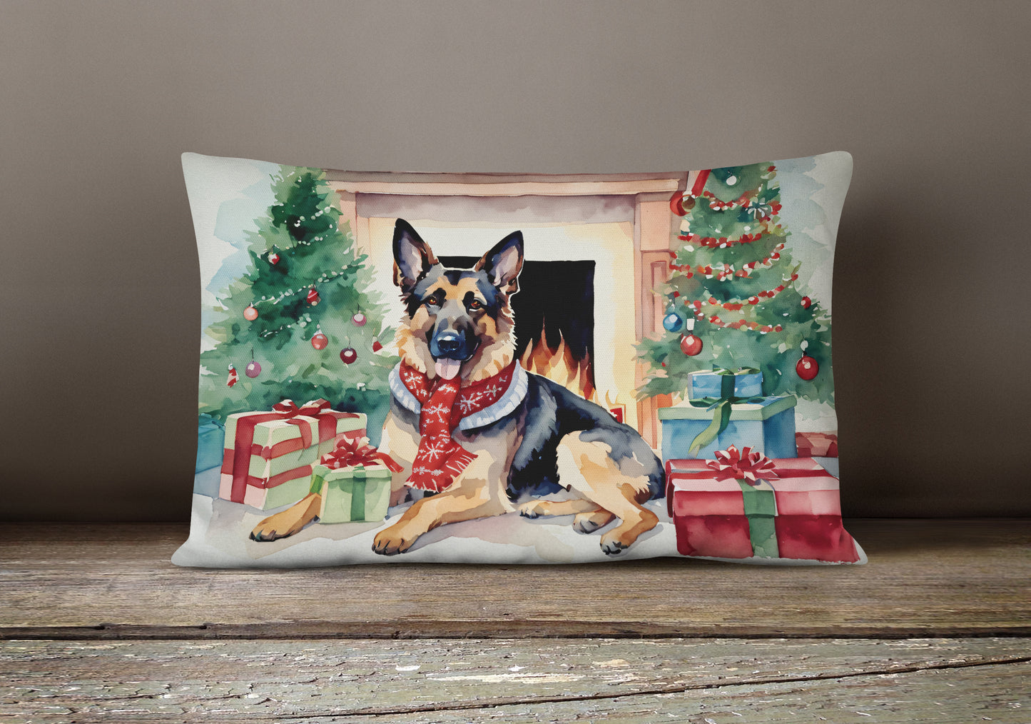 German Shepherd Cozy Christmas Throw Pillow