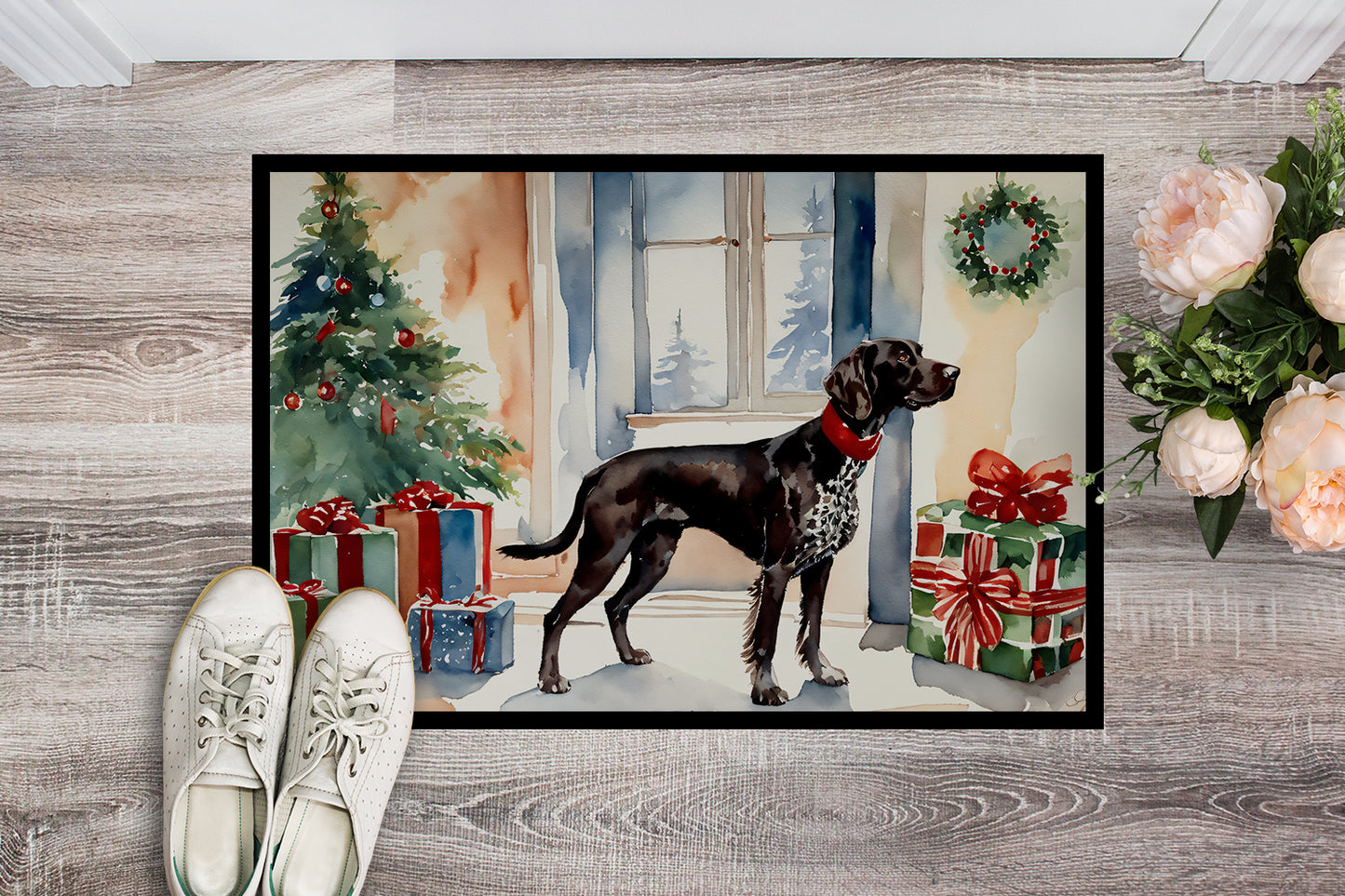 German Shorthaired Pointer Cozy Christmas Doormat