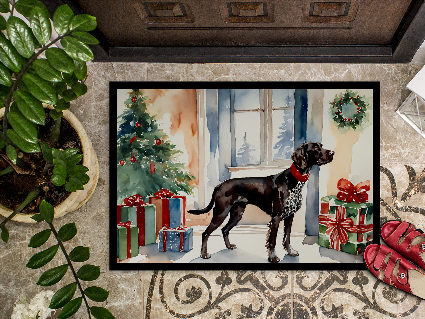 German Shorthaired Pointer Cozy Christmas Doormat