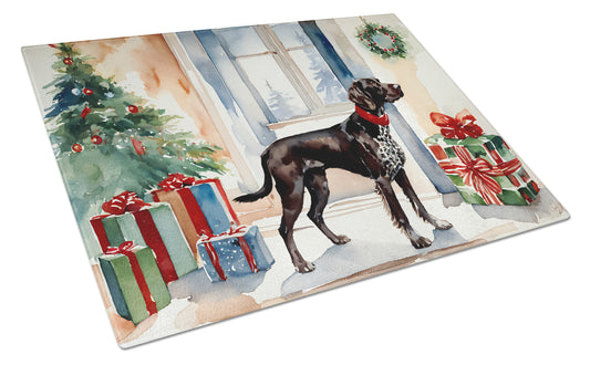 Buy this German Shorthaired Pointer Cozy Christmas Glass Cutting Board