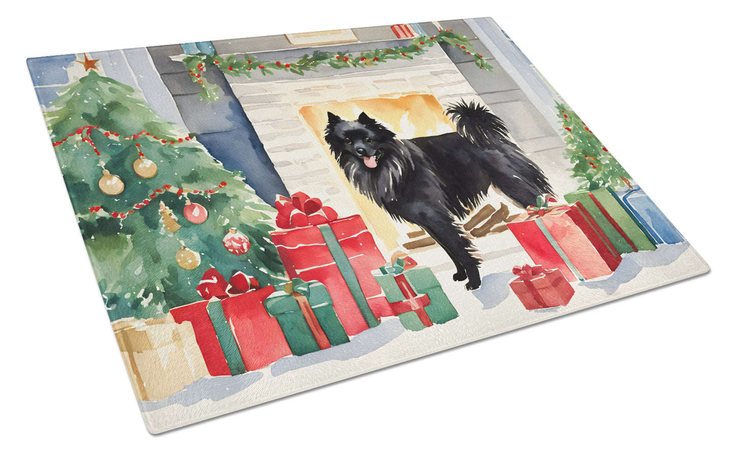 Buy this German Spitz Cozy Christmas Glass Cutting Board