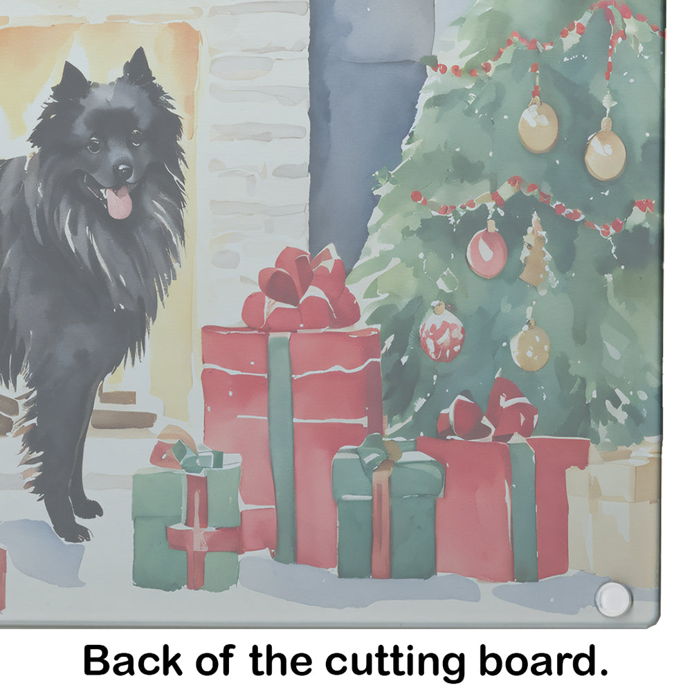 German Spitz Cozy Christmas Glass Cutting Board