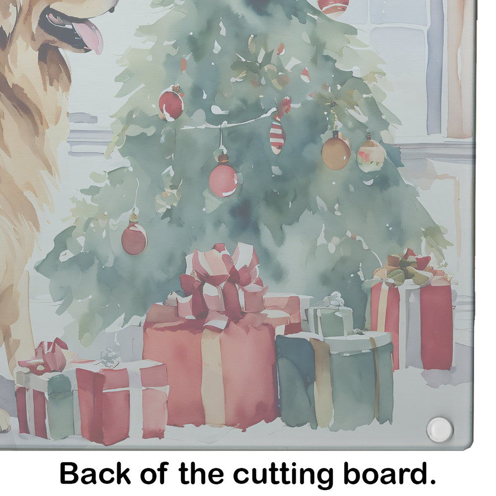 Golden Retriever Cozy Christmas Glass Cutting Board