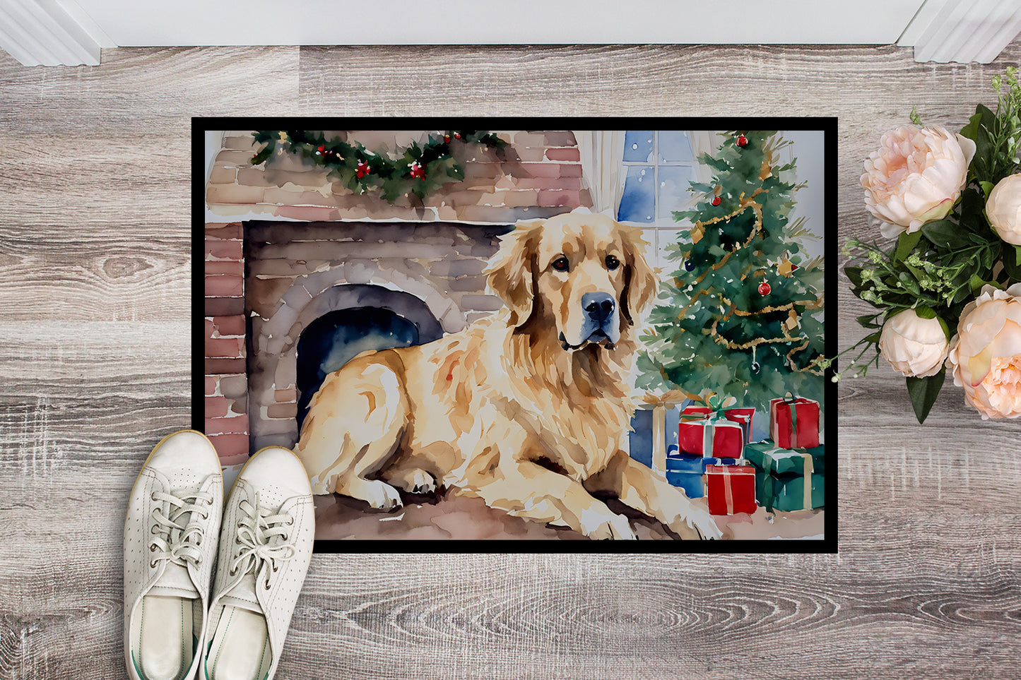 Golden Retriever Cozy Christmas Doormat