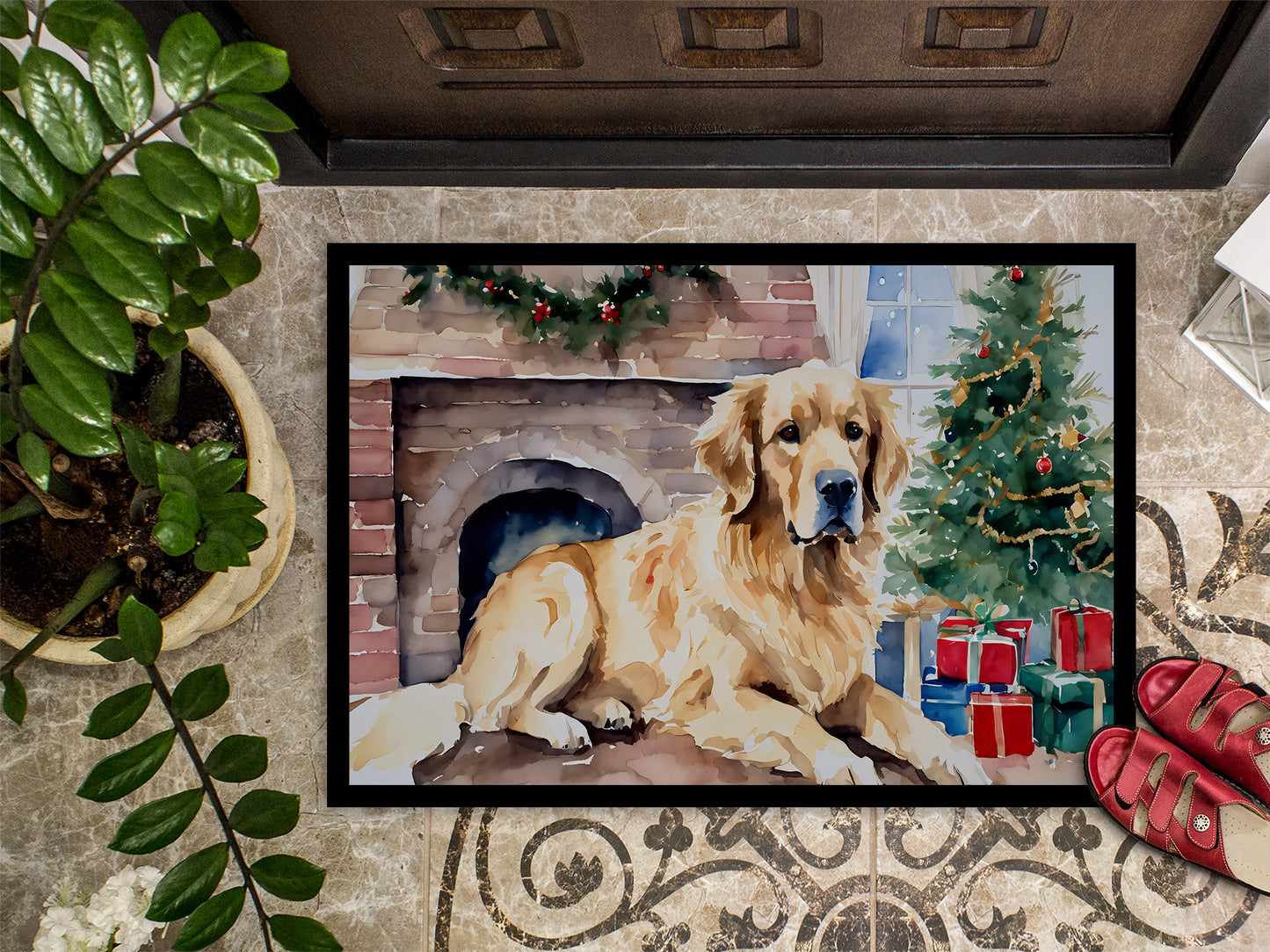 Golden Retriever Cozy Christmas Doormat