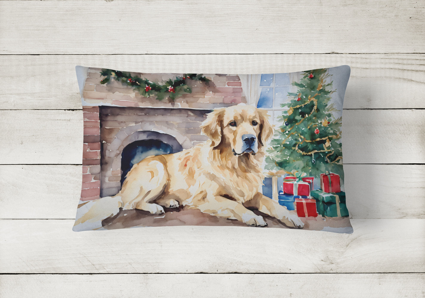 Golden Retriever Cozy Christmas Throw Pillow