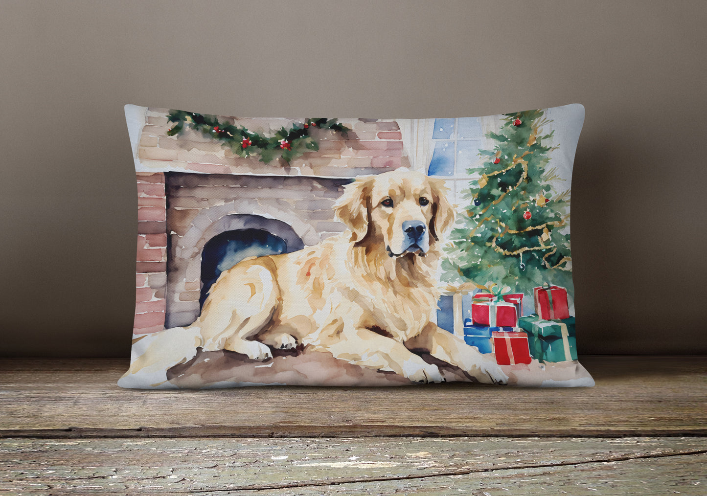 Golden Retriever Cozy Christmas Throw Pillow