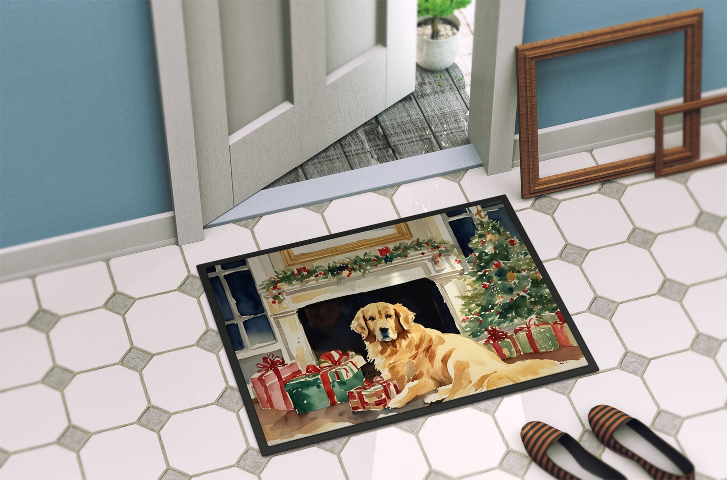 Golden Retriever Cozy Christmas Doormat