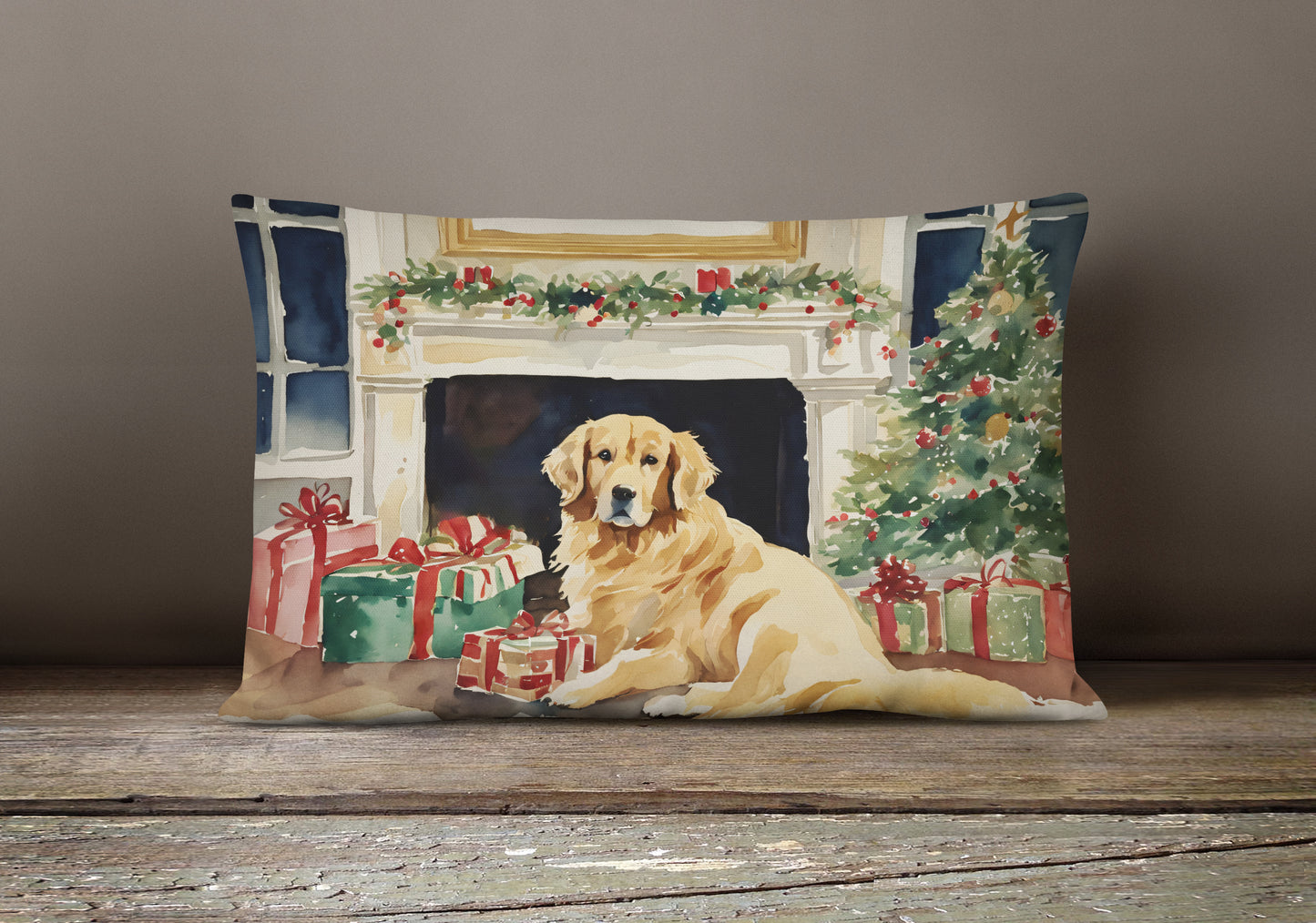 Golden Retriever Cozy Christmas Throw Pillow