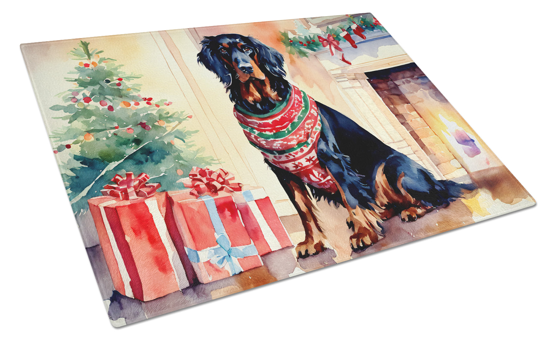 Buy this Gordon Setter Cozy Christmas Glass Cutting Board