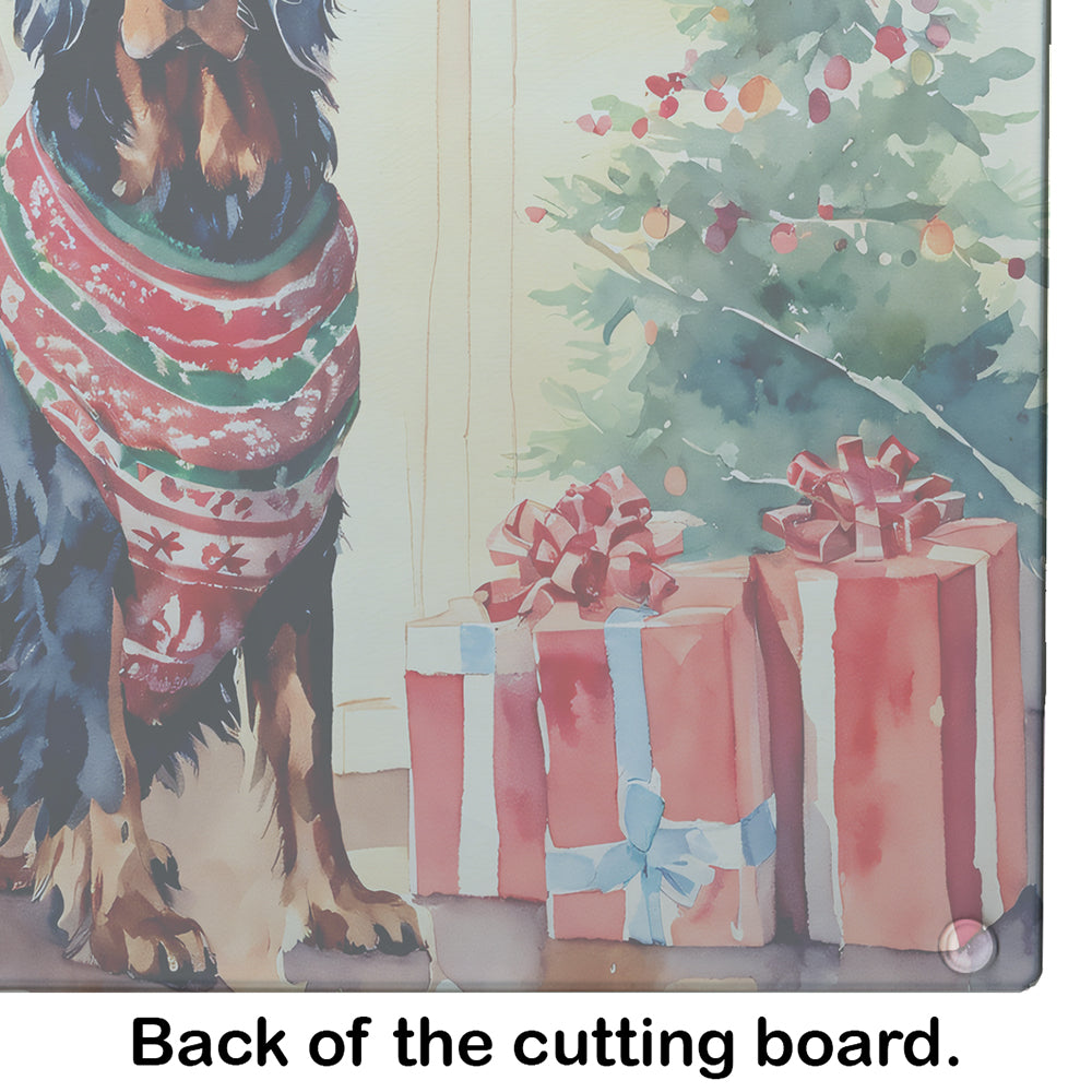 Gordon Setter Cozy Christmas Glass Cutting Board