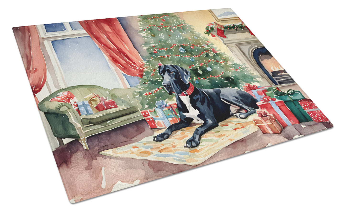 Buy this Great Dane Cozy Christmas Glass Cutting Board