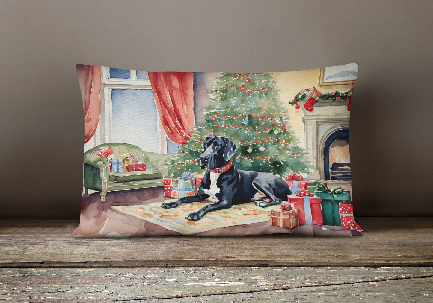 Great Dane Cozy Christmas Throw Pillow