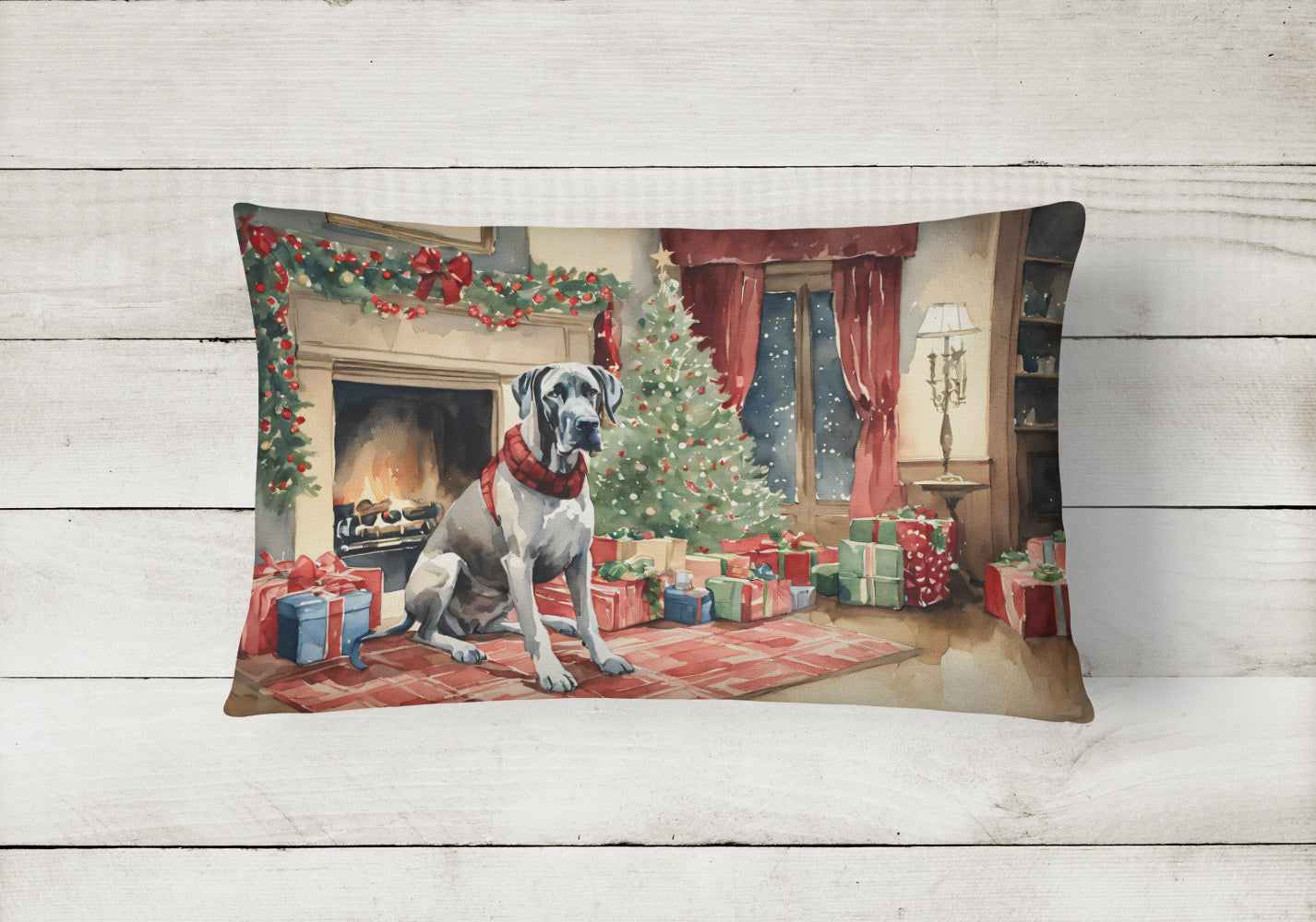 Great Dane Cozy Christmas Throw Pillow