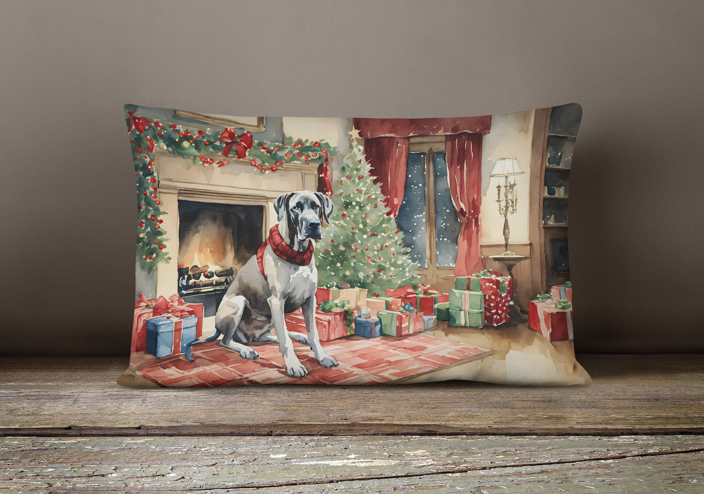 Great Dane Cozy Christmas Throw Pillow