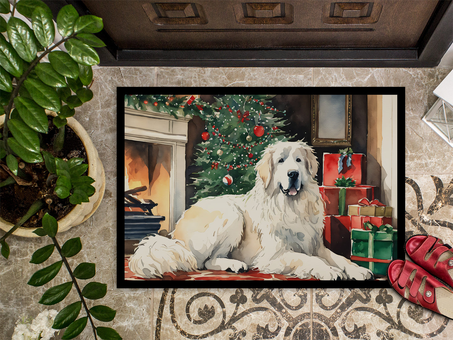 Great Pyrenees Cozy Christmas Doormat