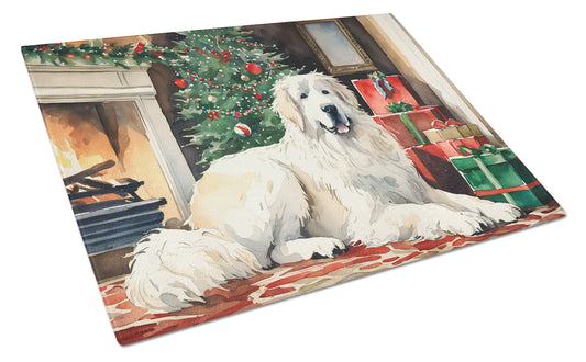 Buy this Great Pyrenees Cozy Christmas Glass Cutting Board