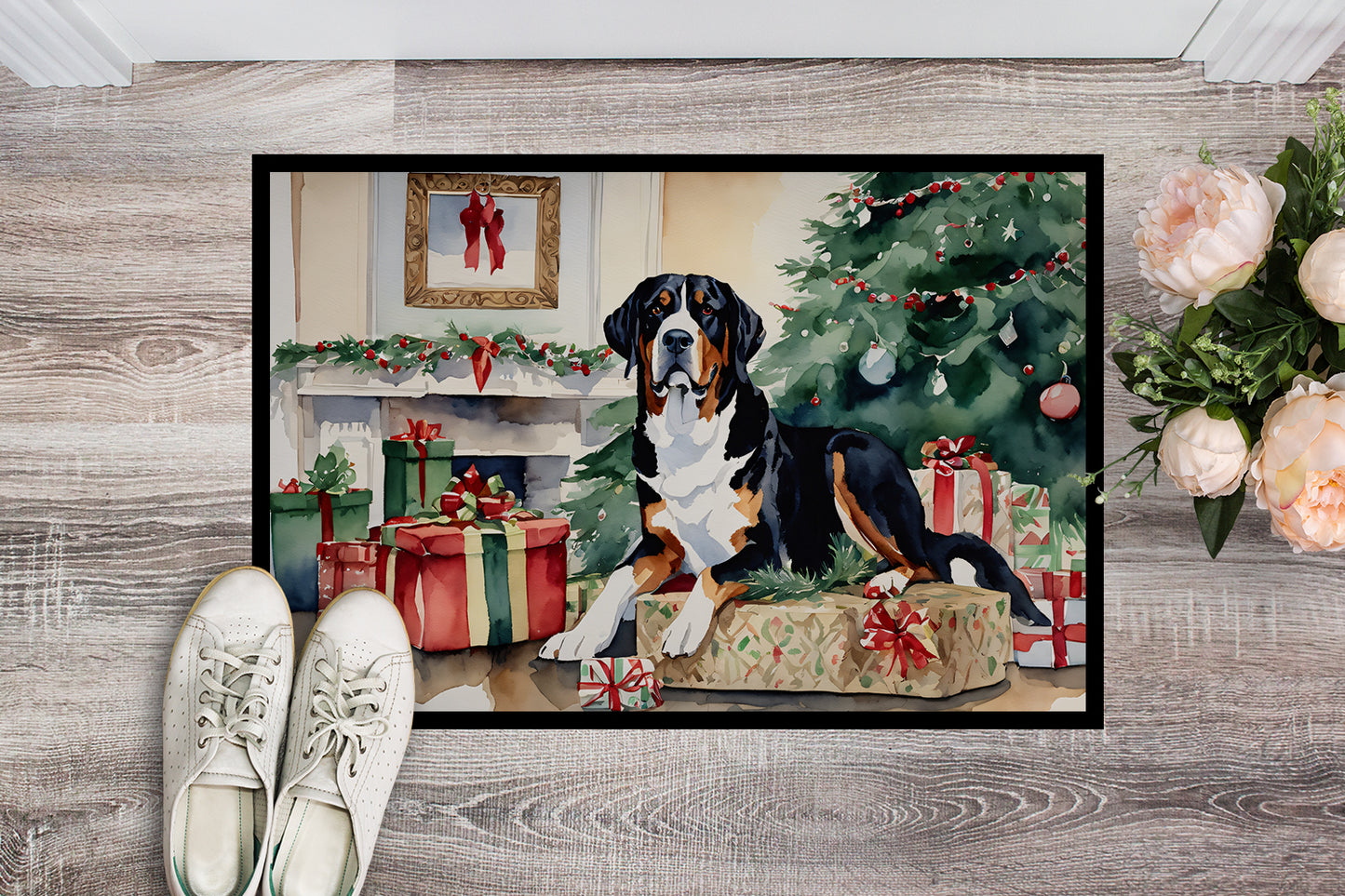 Greater Swiss Mountain Dog Cozy Christmas Doormat