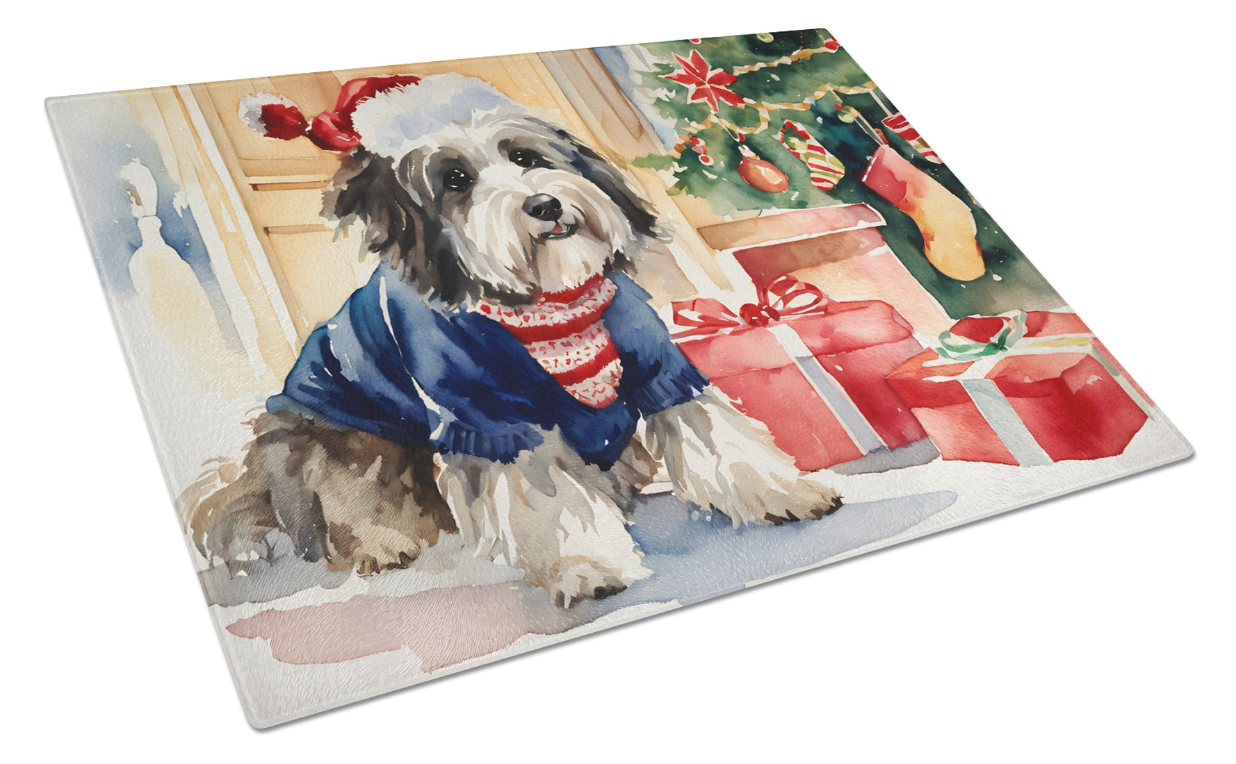 Buy this Havanese Cozy Christmas Glass Cutting Board