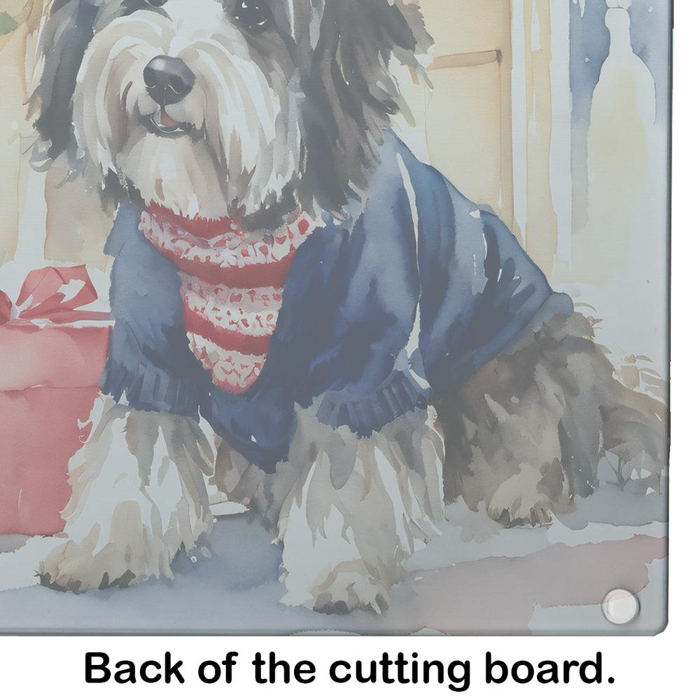 Havanese Cozy Christmas Glass Cutting Board