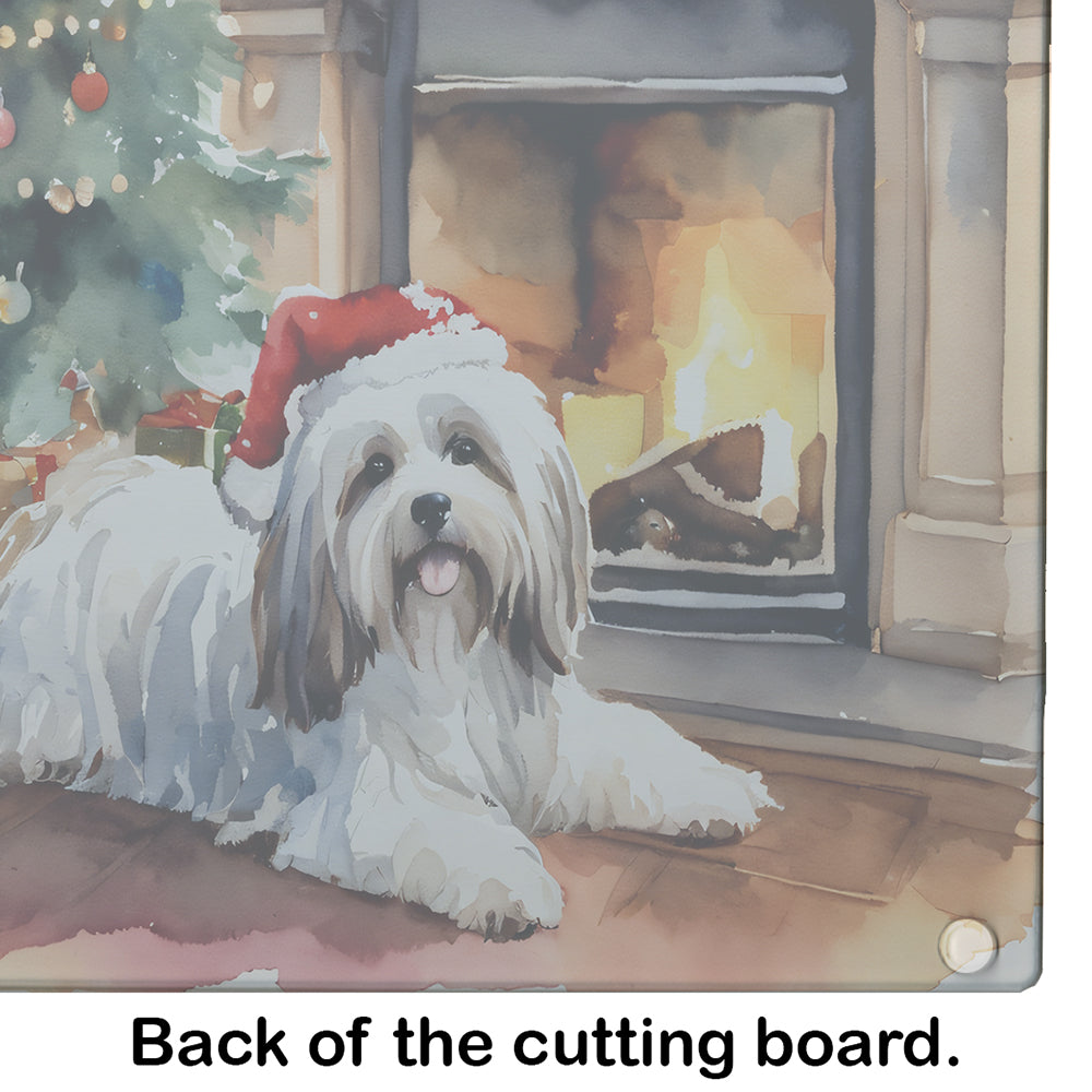 Havanese Cozy Christmas Glass Cutting Board