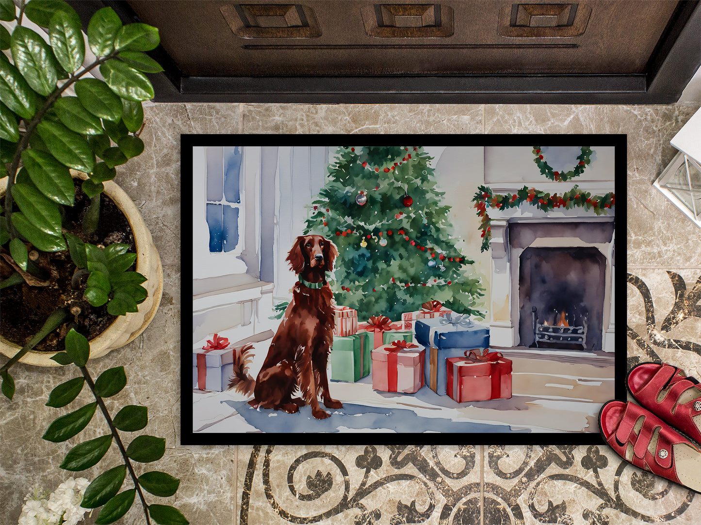 Irish Setter Cozy Christmas Doormat