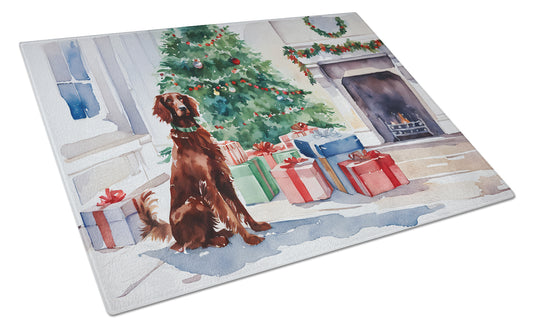 Buy this Irish Setter Cozy Christmas Glass Cutting Board